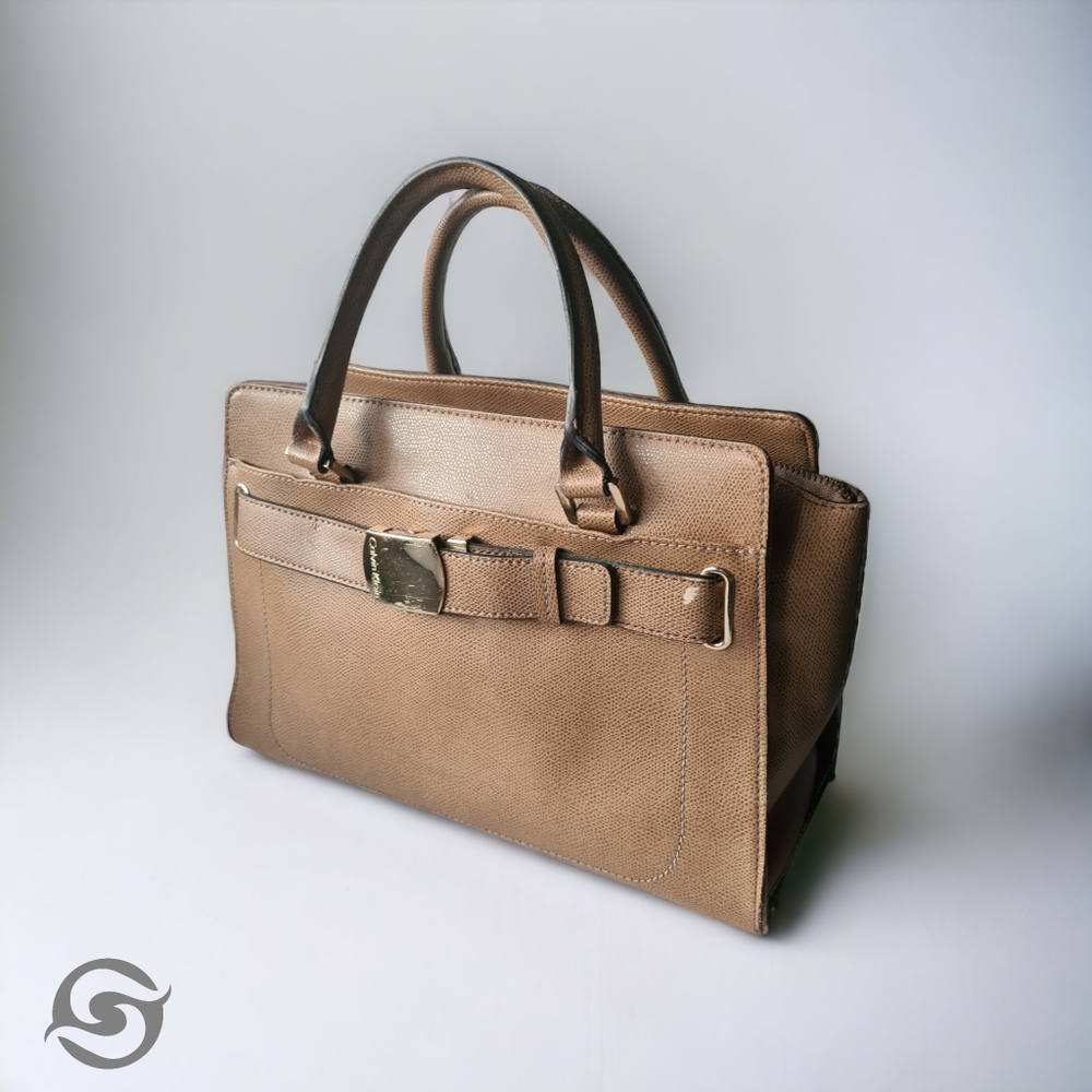 VINTAGE Calvin Klein Tan Two Handle Bag Handbag - Picture 16 of 16